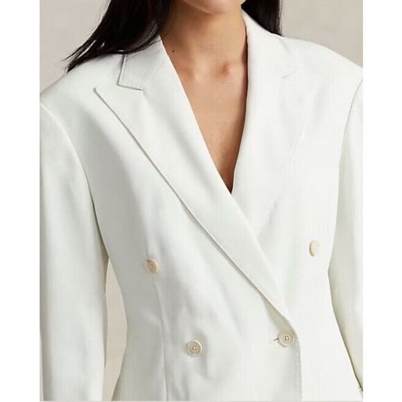 Polo Ralph Lauren Women Double Breasted Size 6 Satin Blazer Relaxed White $698 - Picture 4 of 8